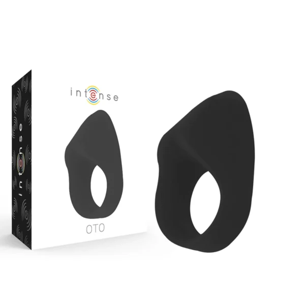 Intense OTO vibruojantis varpos žiedas iš silikono, įkraunamas per USB, juodas