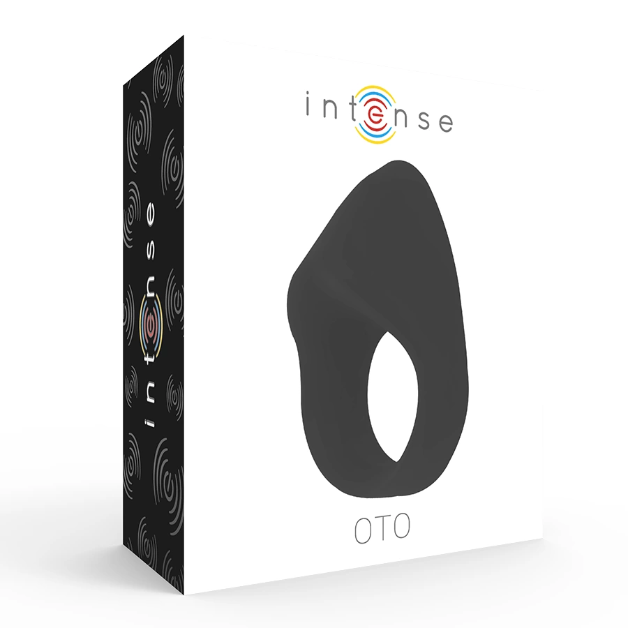 Intense OTO vibruojantis varpos žiedas iš silikono, įkraunamas per USB, juodas