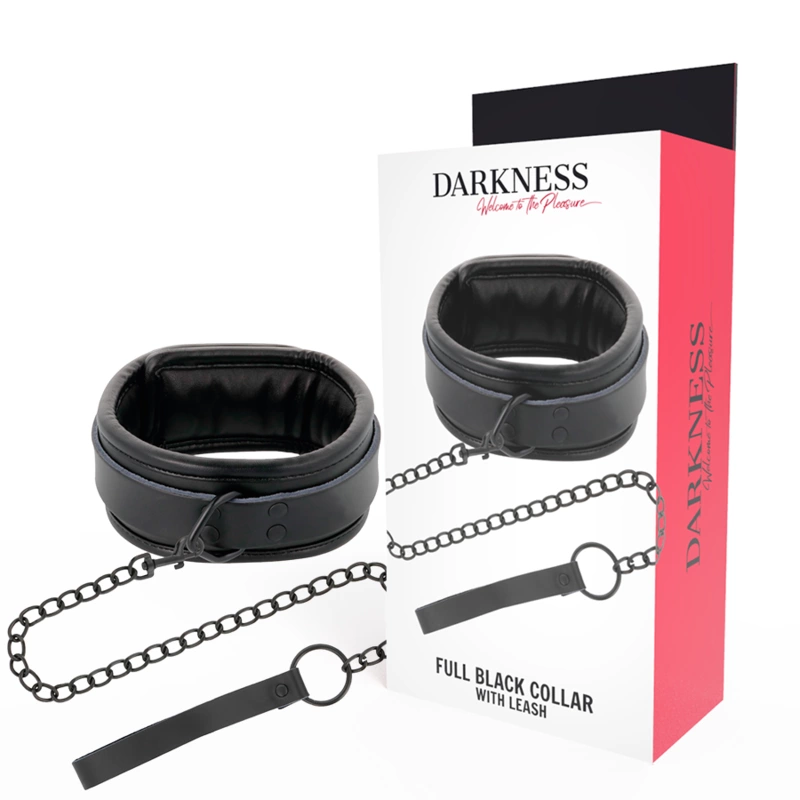 Darkness reguliuojamas antkaklis su grandinėle, juodas