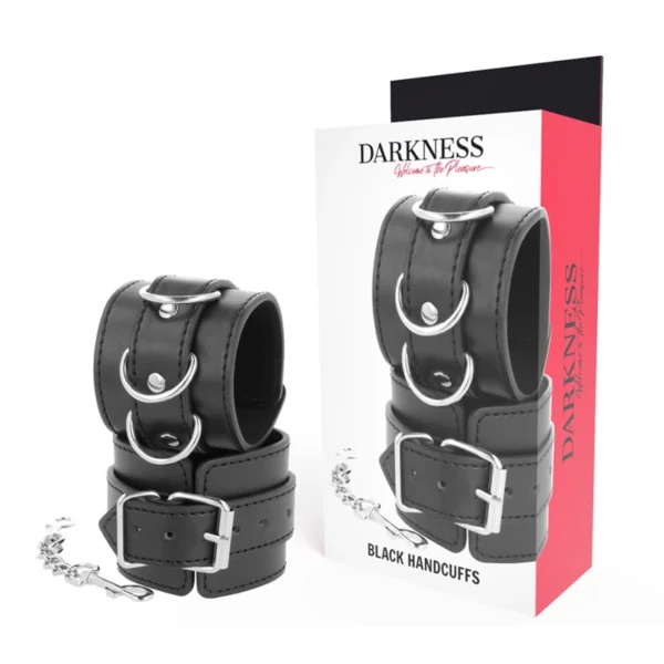 Darkness reguliuojami antrankiai riešams ir kulkšnims, PVC oda, juodi