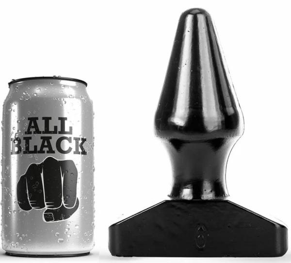 All Black AB46 kūginis analinis kaištis iš PVC, atsparus vandeniui, juodas