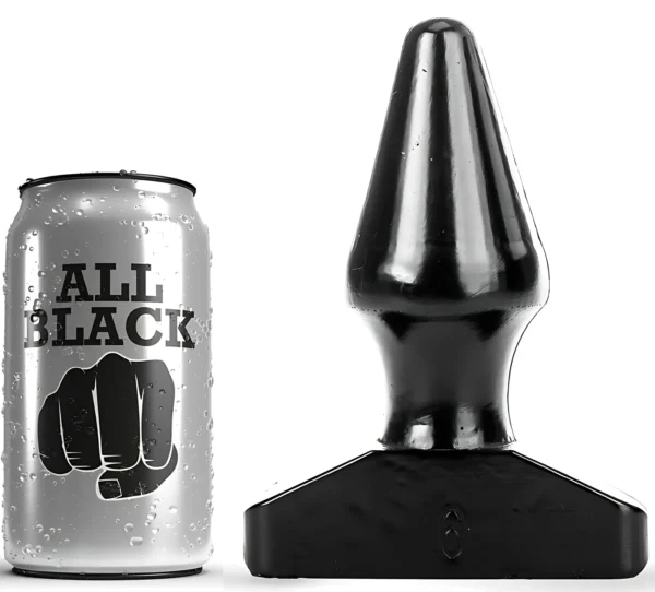 All Black AB46 kūginis analinis kaištis iš PVC, atsparus vandeniui, juodas