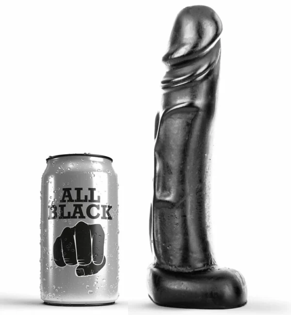 All Black realistiškas dildo iš PVC, juodas, 22 cm