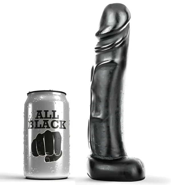All Black realistiškas dildo iš PVC, juodas, 22 cm