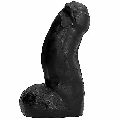 All Black anatominės formos dildo, juodas, 17 cm
