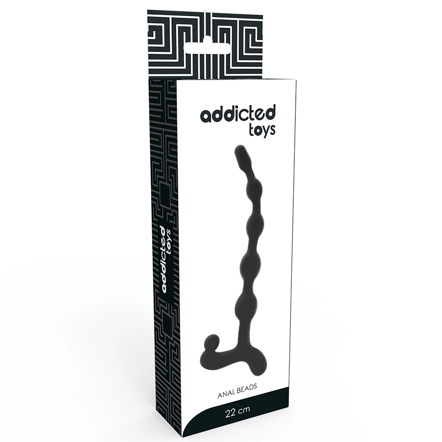 Addicted analiniai karoliukai iš TPR su žiedu, juodi, 22 cm