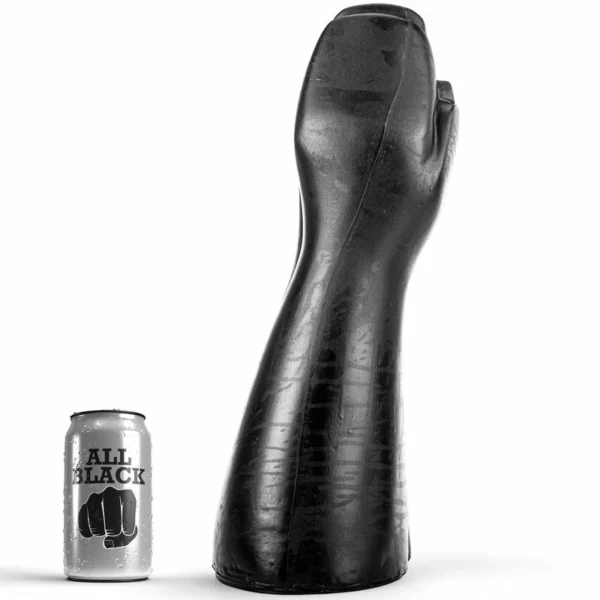 All Black rankos formos dildo iš lankstaus PVC, 39 cm, juodas