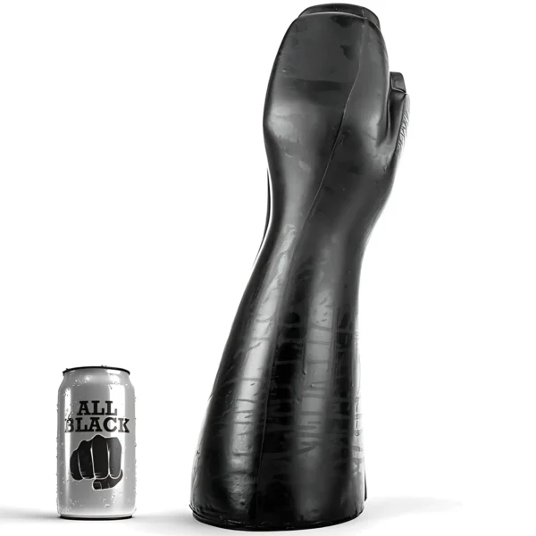 All Black rankos formos dildo iš lankstaus PVC, 39 cm, juodas