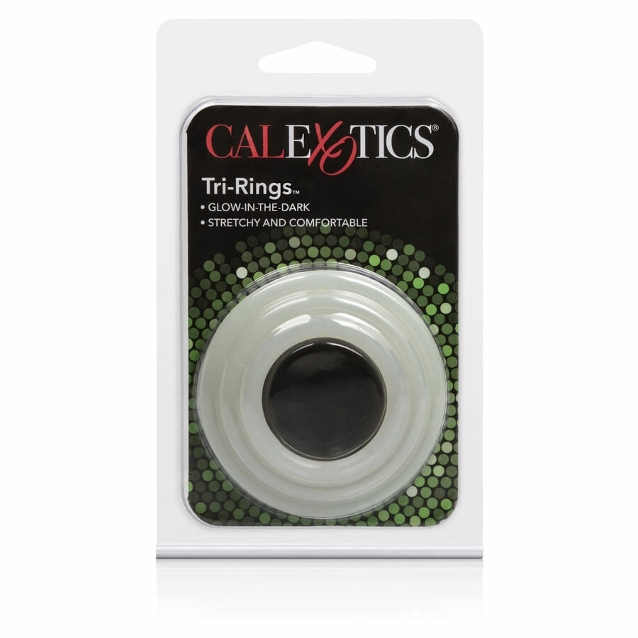 CalExotics Tri-Rings varpos žiedų rinkinys, 3 dydžiai, šviečiantys tamsoje
