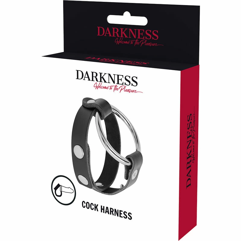 Darkness reguliuojamas varpos žiedas iš metalo ir dirbtinės odos, juodas