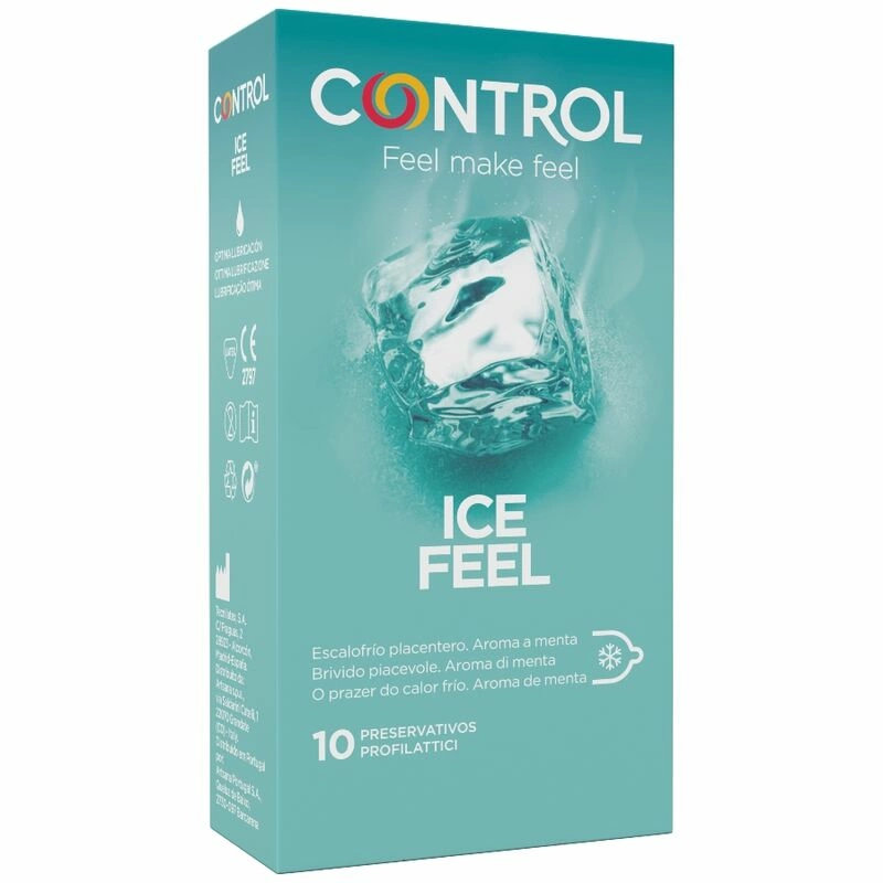 Control Ice Feel vėsinantys prezervatyvai su mėtų aromatu, žali, 10 vnt.
