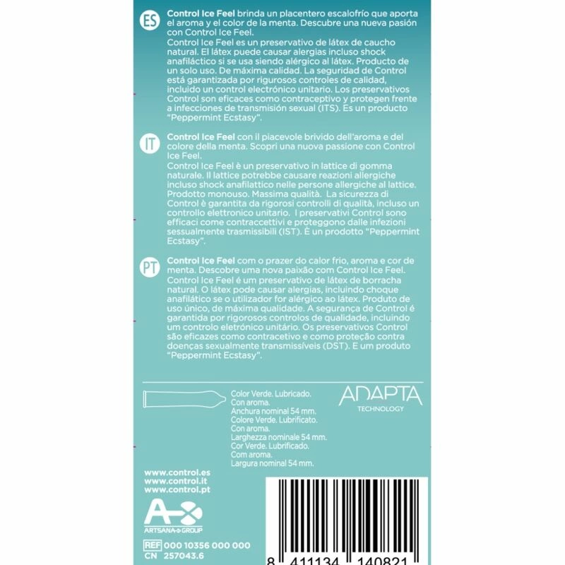 Control Ice Feel vėsinantys prezervatyvai su mėtų aromatu, žali, 10 vnt.