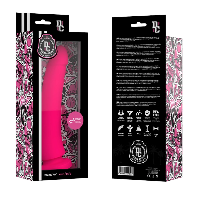 Deltaclub Silicone Intimate Model dildo iš medicininio silikono, rožinis, 20 cm