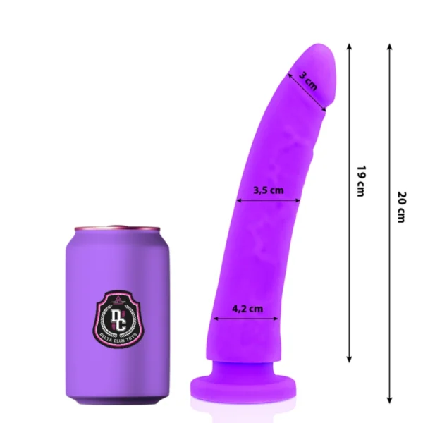 Deltaclub hipoalerginis dildo iš medicininio silikono, alyvinis, 20 cm