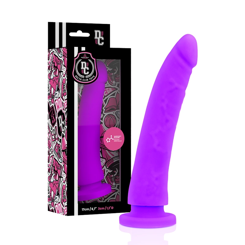 Deltaclub strap-on diržai su violetiniu silikoniniu dildo, 17 cm