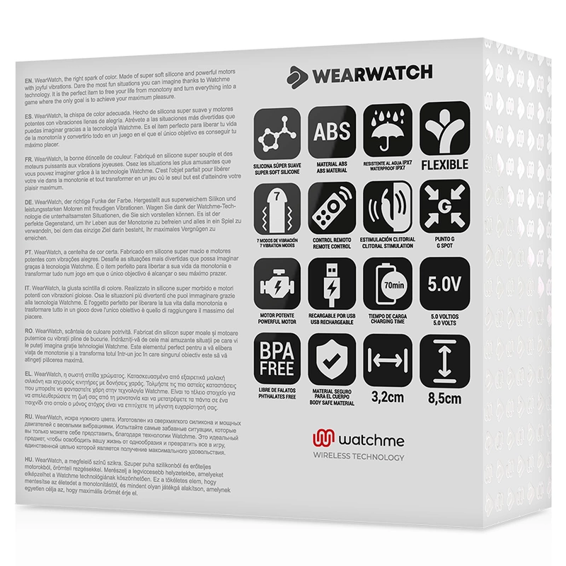 Wearwatch WatchMe Dual Technology vibratorius poroms, fuksijos ir juodas