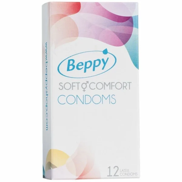 Beppy Comfort latekso prezervatyvai su silikono lubrikantu, didesnio dydžio, 12 vnt.