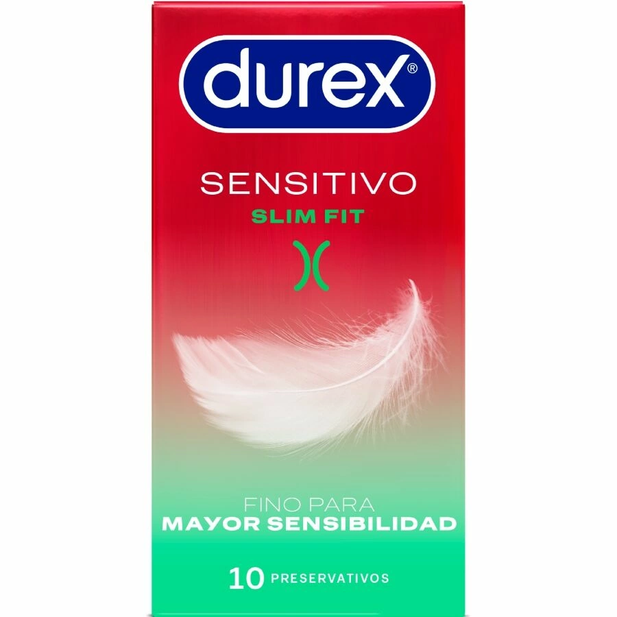 Durex Sensitivo Slim Fit prezervatyvai, anatominiai, 52,5 mm, 10 vnt.