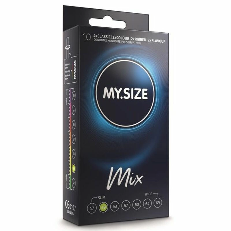 My Size Mix 49 mm prezervatyvai, plonas veganiškas rinkinys, 10 vnt.