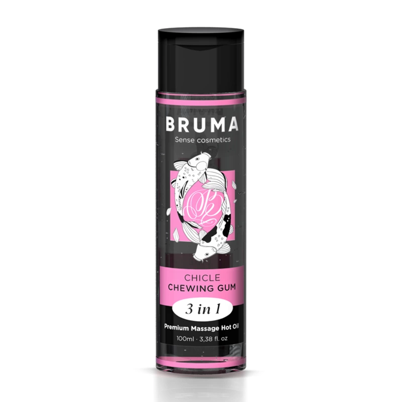 Bruma Premium 3 viename šildantis masažo aliejus, kramtomosios gumos kvapo, 100 ml