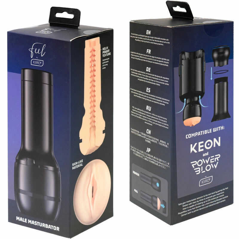 Kiiroo Feel Stroker masturbatorius, suderinamas su KEON, šviesus