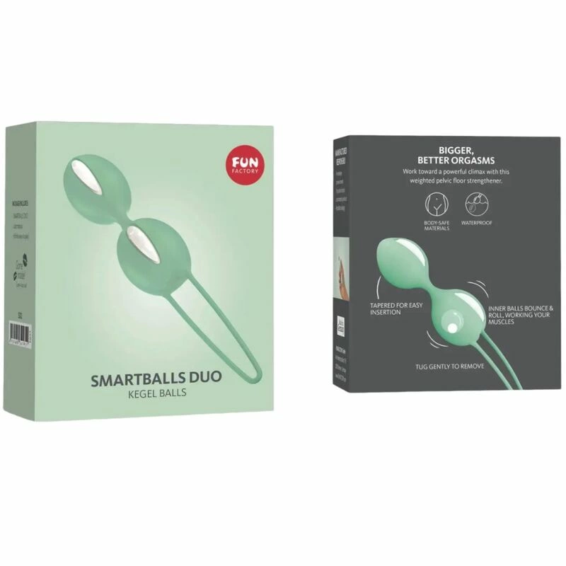 Fun Factory Smartballs Duo Kėgelio kamuoliukai, balti ir žali, 72 g