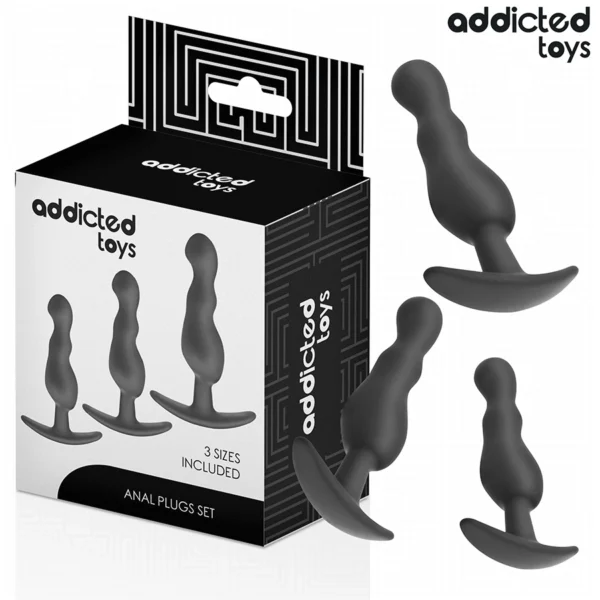 Addicted Toys Model 1 analinių kaiščių rinkinys iš silikono, 3 dydžiai