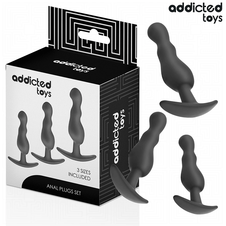 Addicted Toys Model 1 analinių kaiščių rinkinys iš silikono, 3 dydžiai