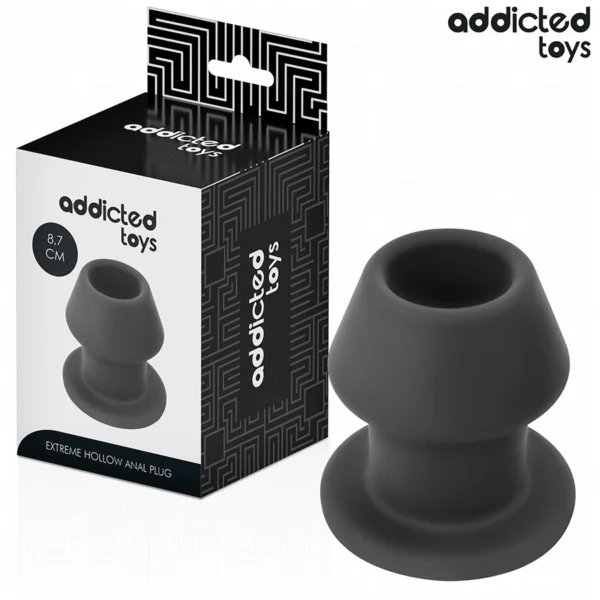 Addicted Extreme tuščiaviduris analinis kaištis iš silikono, juodas, M
