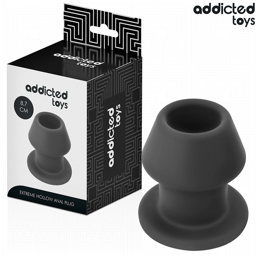 Addicted Extreme tuščiaviduris analinis kaištis iš silikono, juodas, M