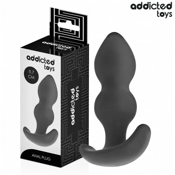 Addicted Toys anatominis analinis kaištis iš silikono, 11,7 cm, juodas, L