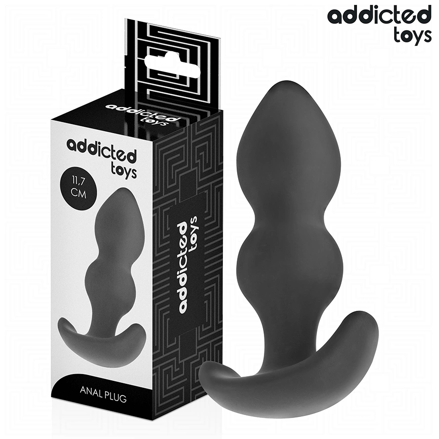 Addicted Toys anatominis analinis kaištis iš silikono, 11,7 cm, juodas, L