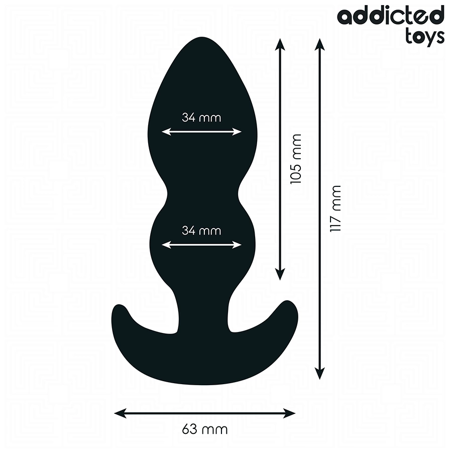 Addicted Toys anatominis analinis kaištis iš silikono, 11,7 cm, juodas, L