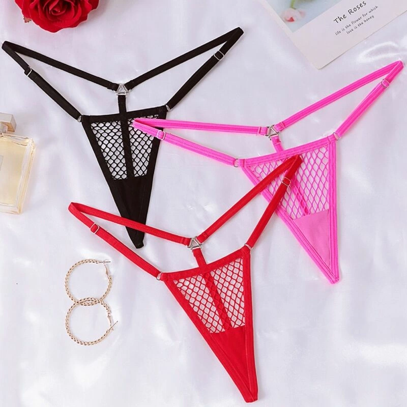 Chilirose CR 4856 tinkliniai mikro stringai su reguliuojamais šonais, juodi, L/XL