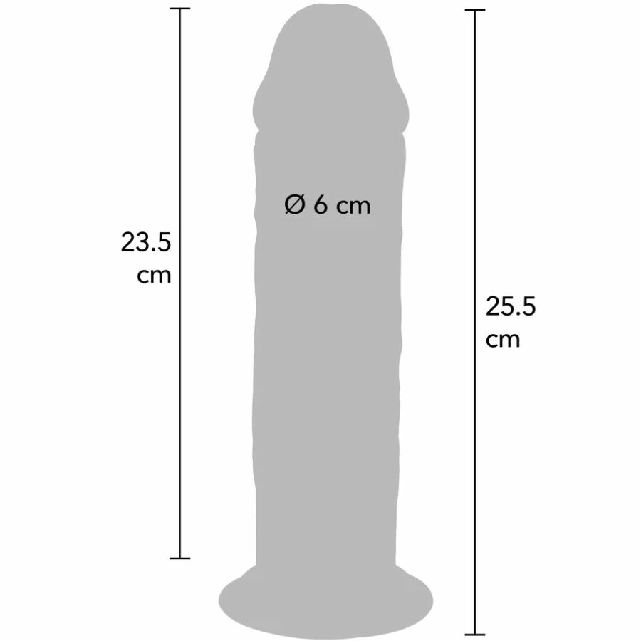 Get Real Deluxe dvigubo tankio dildo su siurbtuku, 25,5 cm, TPE