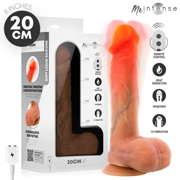 Mr. Intense High Tech Logan realistiškas vibratorius su šildymu ir pulteliu, 20 cm