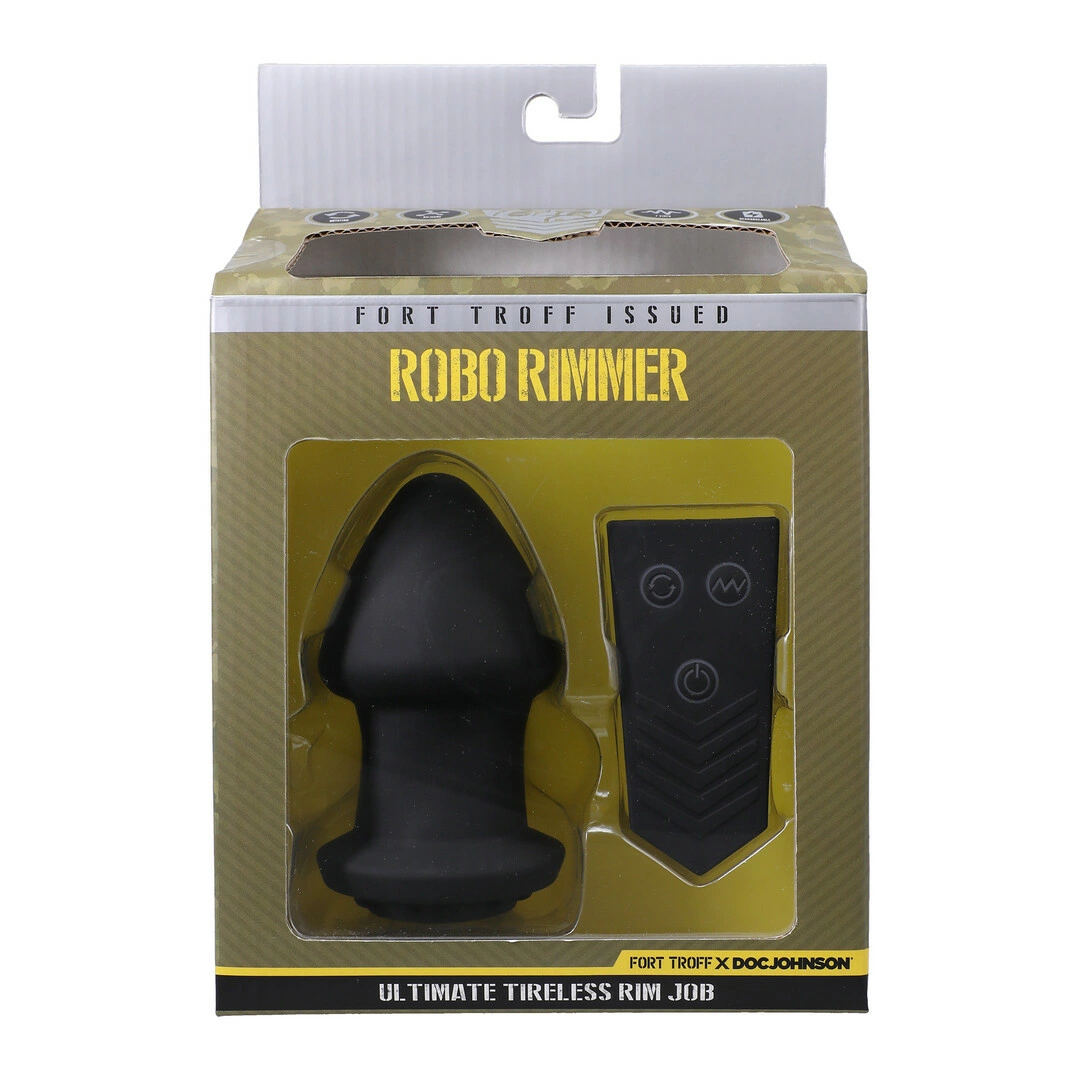 Doc Johnson Robo Rimmer X vibruojantis sukamas analinis kaištis su pulteliu, juodas