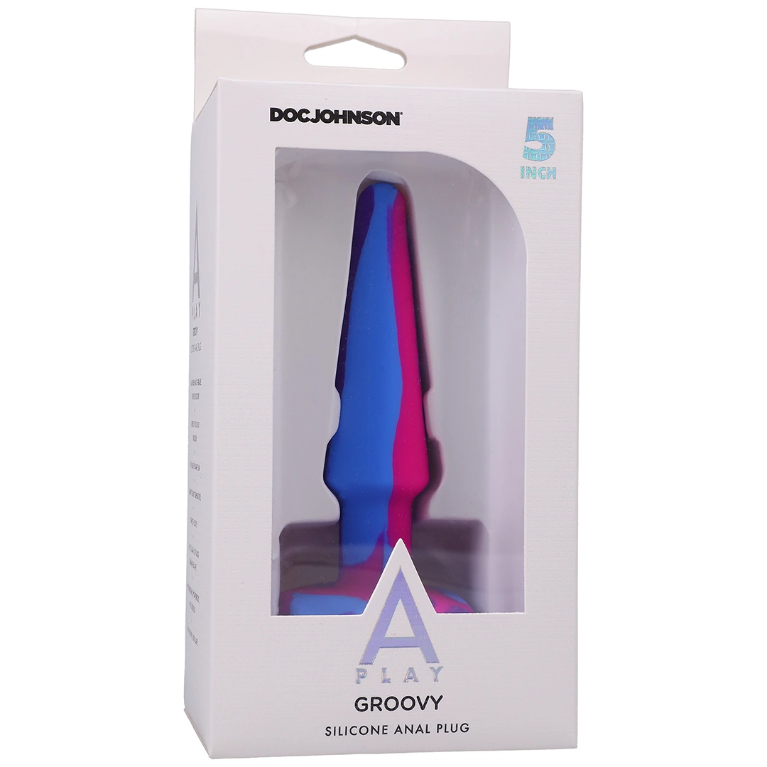 Doc Johnson A-Play Groovy silikoninis analinis kaištis, 12 cm, įvairiaspalvis