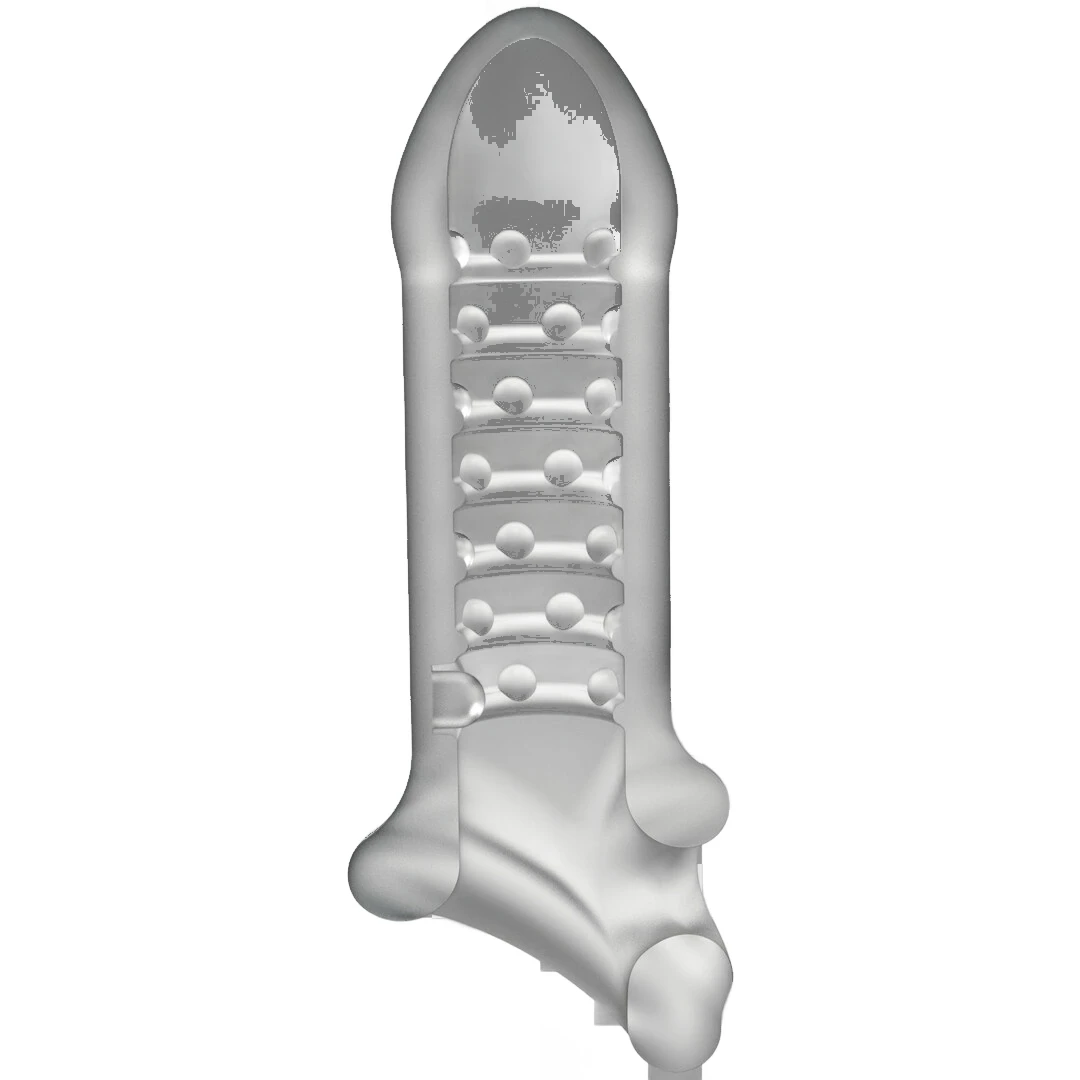 Doc Johnson Jacked Up Thin Extender penio antgalis su dirželiu, skaidrus matinis, 15 cm