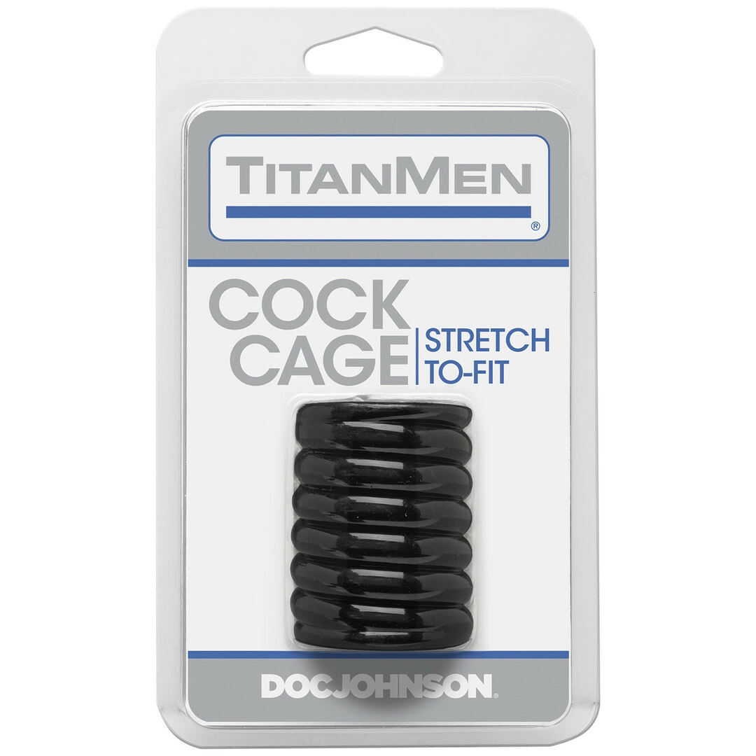 Doc Johnson TitanMen Cage platus elastingas varpos žiedas, juodas