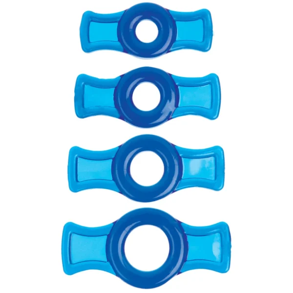 Doc Johnson TitanMen Tools varpos žiedų rinkinys, 4 elastingi TPR žiedai, juodi