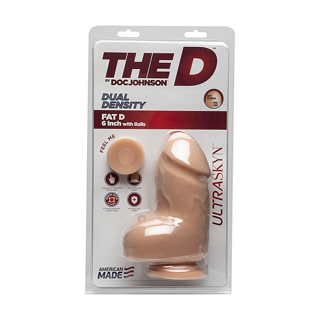Doc Johnson The D Fat D realistiškas dildo su siurbtuku, ULTRASKYN, 15 cm