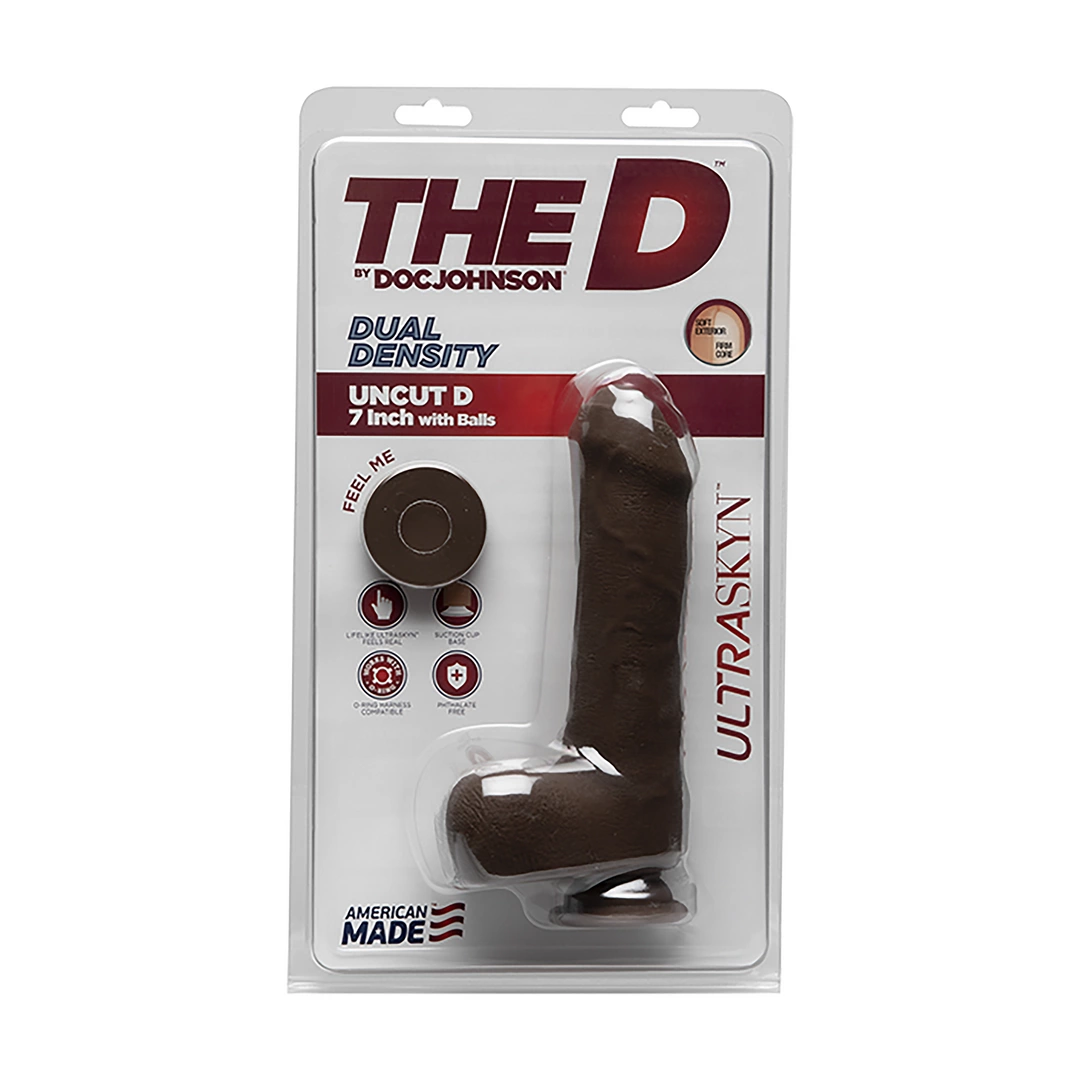 Doc Johnson The D Uncut ULTRASKYN realistiškas dildo su siurbtuku, 18 cm