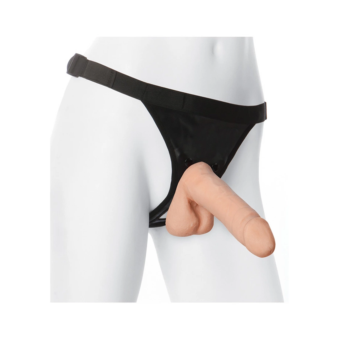 Doc Johnson Ultra Harness System strap-on diržai su keičiamu antgaliu, 18 cm