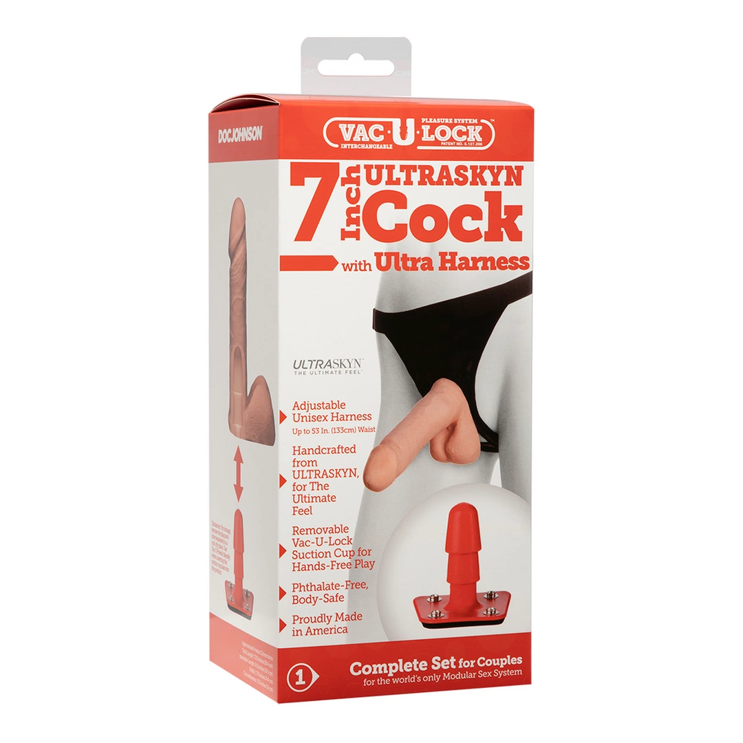 Doc Johnson Ultra Harness System strap-on diržai su keičiamu antgaliu, 18 cm
