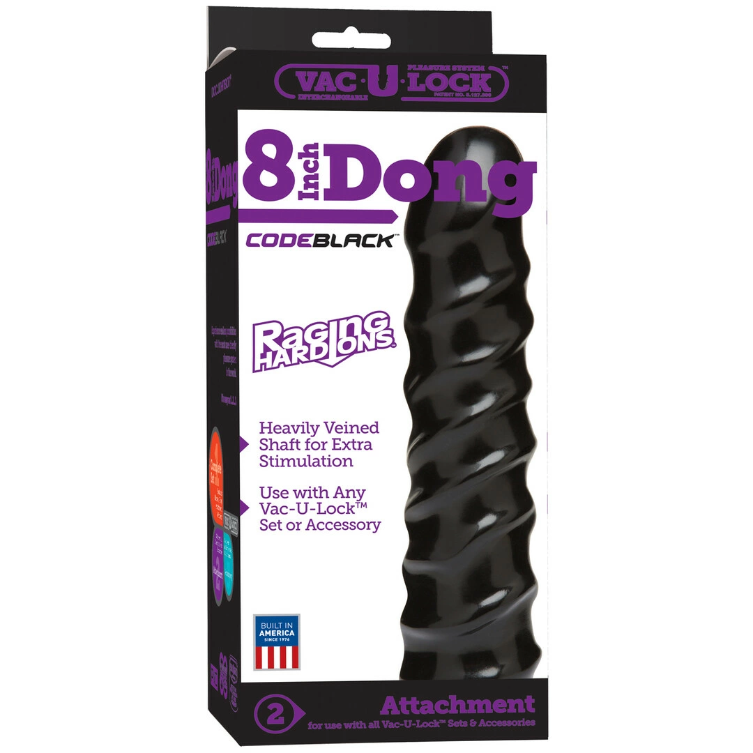 Doc Johnson Vac-U-Lock spiralinis dildo, juodas, 20 cm