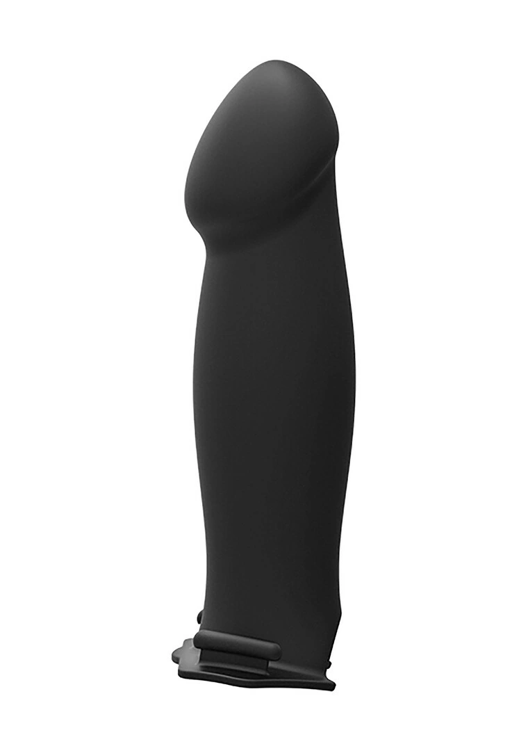 Doc Johnson Body Extensions Bold diržai su vibracija, pulteliu ir antgaliu, juodi