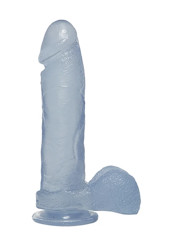 Doc Johnson Crystal Jellies dildo su siurbtuku, 20 cm, skaidrus