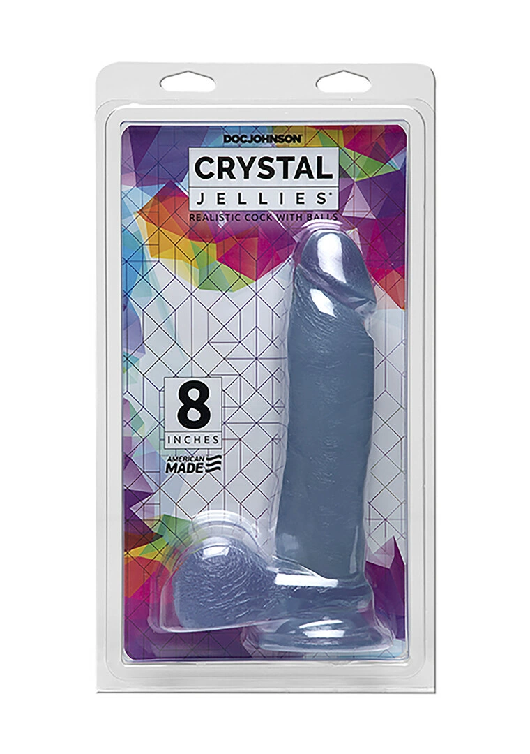 Doc Johnson Crystal Jellies dildo su siurbtuku, 20 cm, skaidrus