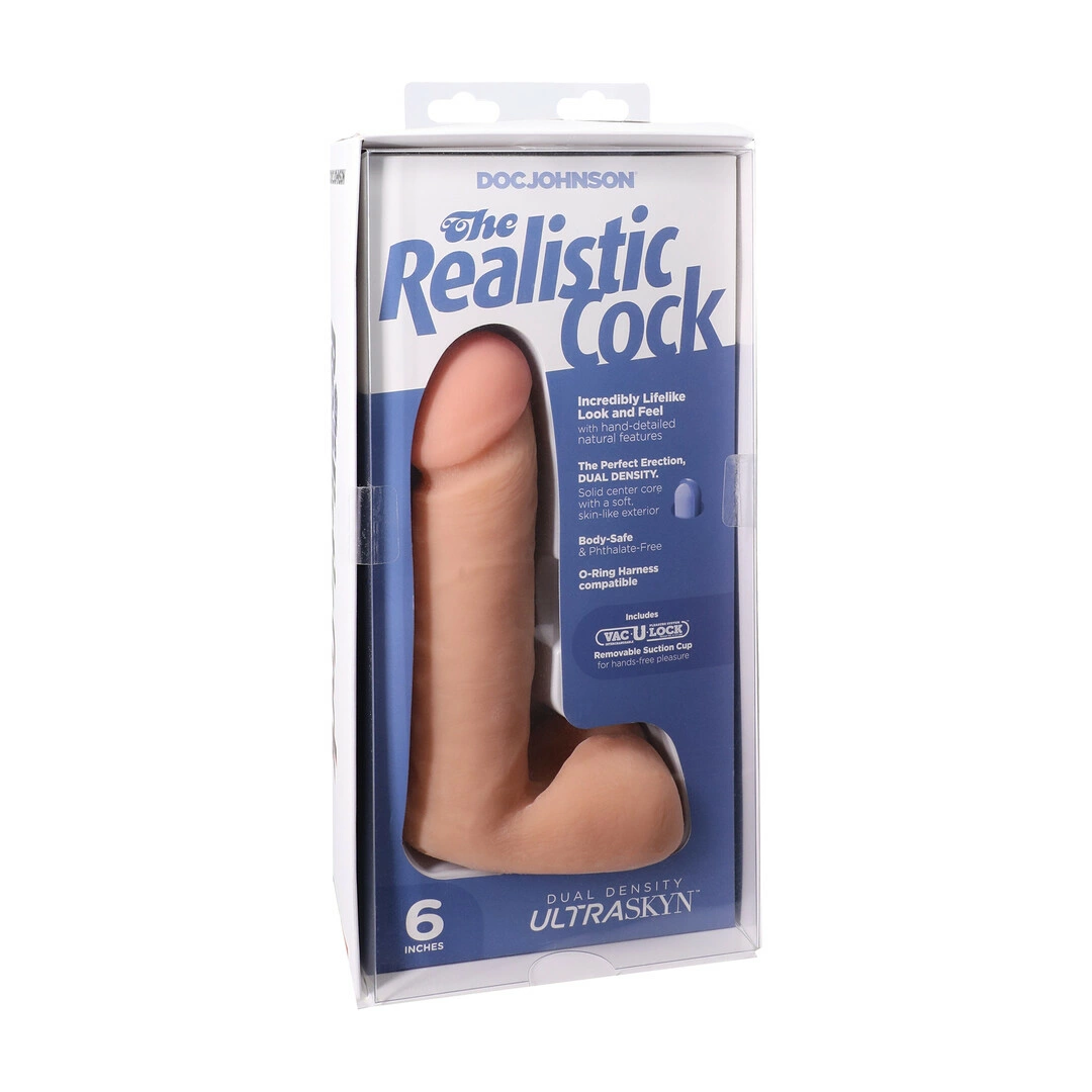 Doc Johnson ULTRASKYN 16 cm dildo su nuimamu siurbtuku, vanilės spalvos